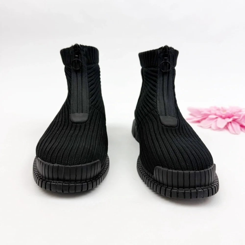 Camper Pix Ribbed Tencel Lyocell Ankle Boots Black